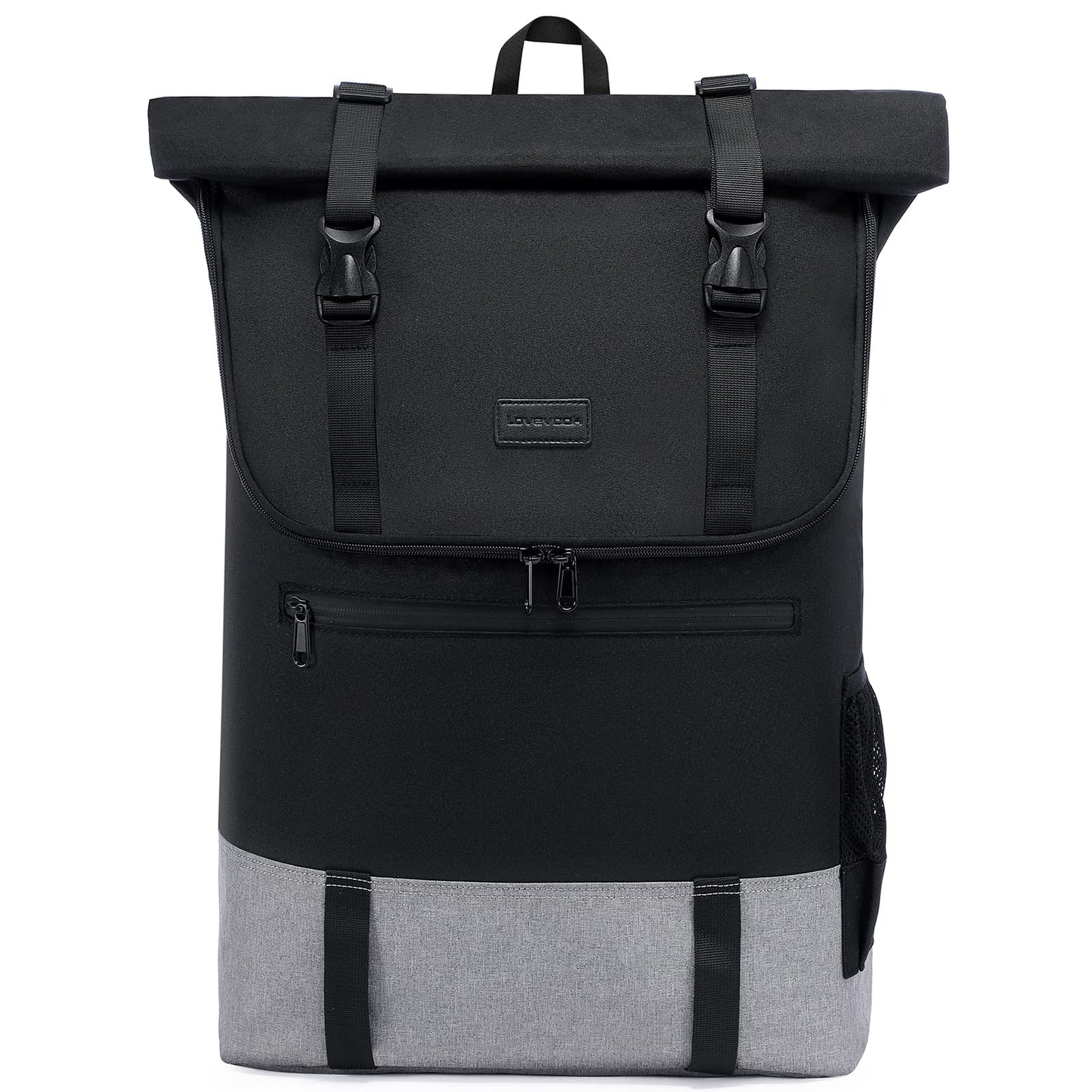 LOVEVOOK backpack for women and men, large waterproof laptop backpack 17.3 inch rolltop backpacks school backpack for college work travel, black grey