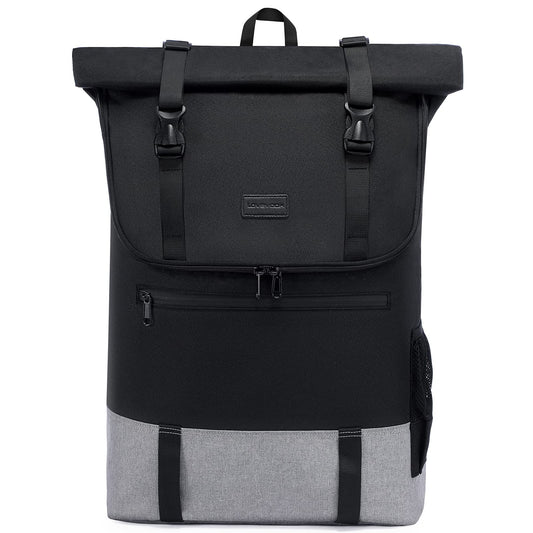 LOVEVOOK backpack for women and men, large waterproof laptop backpack 17.3 inch rolltop backpacks school backpack for college work travel, black grey