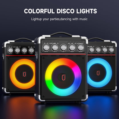 JYX Karaoke Machine with 2 wireless microphones, Portable karaoke system speaker with RGB light for house party. Supports TWS.