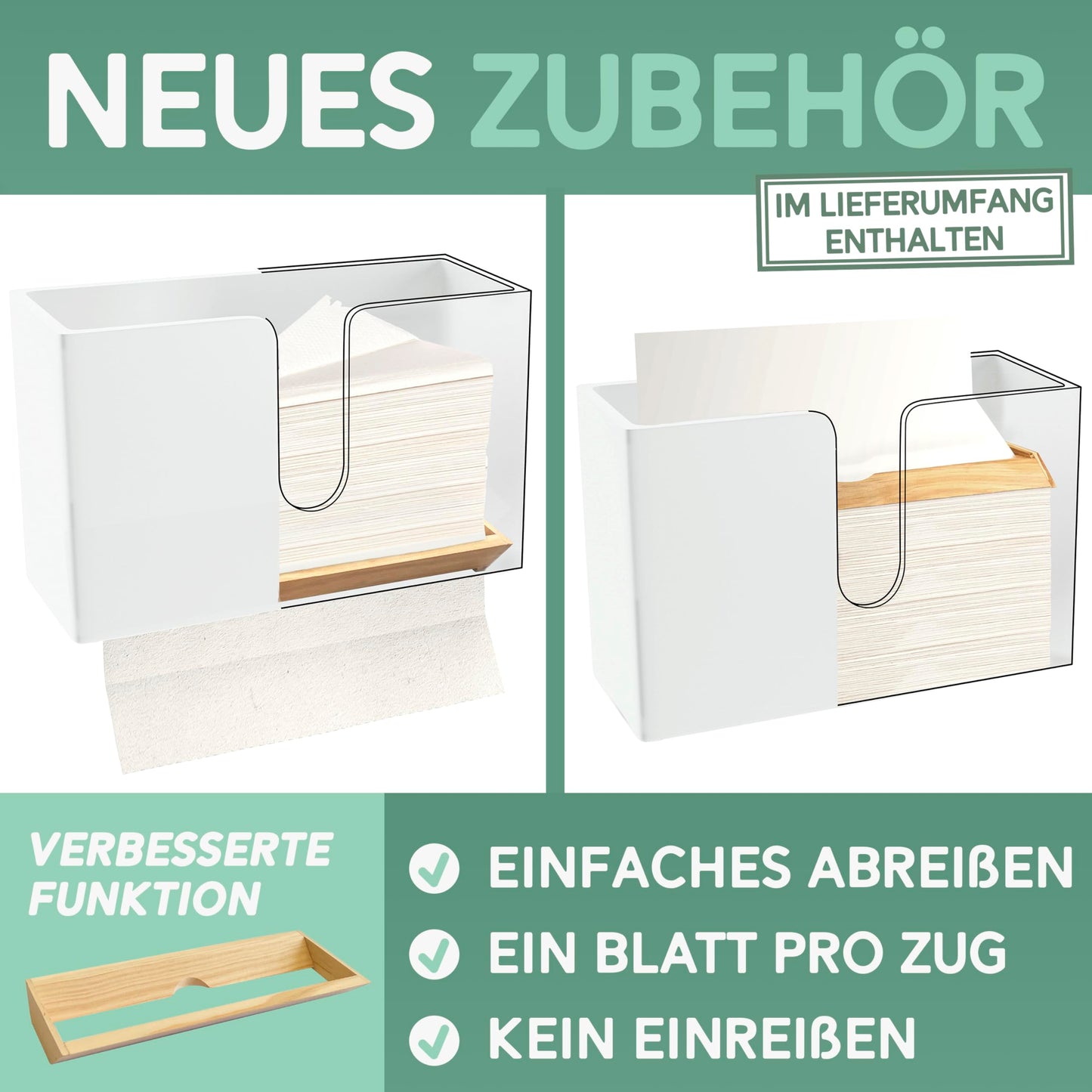 Nature Supplies wooden paper towel holder - Mount it on the wall or place it on the table, for C-fold, Z-fold, or Interfold paper towels.