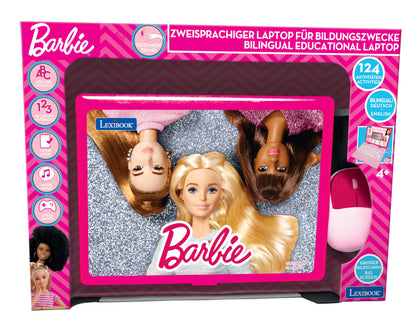 Lexibook, Barbie, bilingual educational laptop in English/German, toy for children with 124 activities to learn, play, and music, pink, JC598BBi3