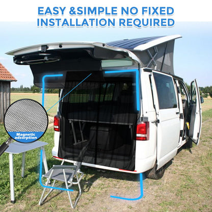 Opaltool Car Insect Net for Ford Transit Custom & Campervans, Magnetic Tailgate Rear Door Insect Screens with 4-Sided Magnets for Camping Privacy Protection.