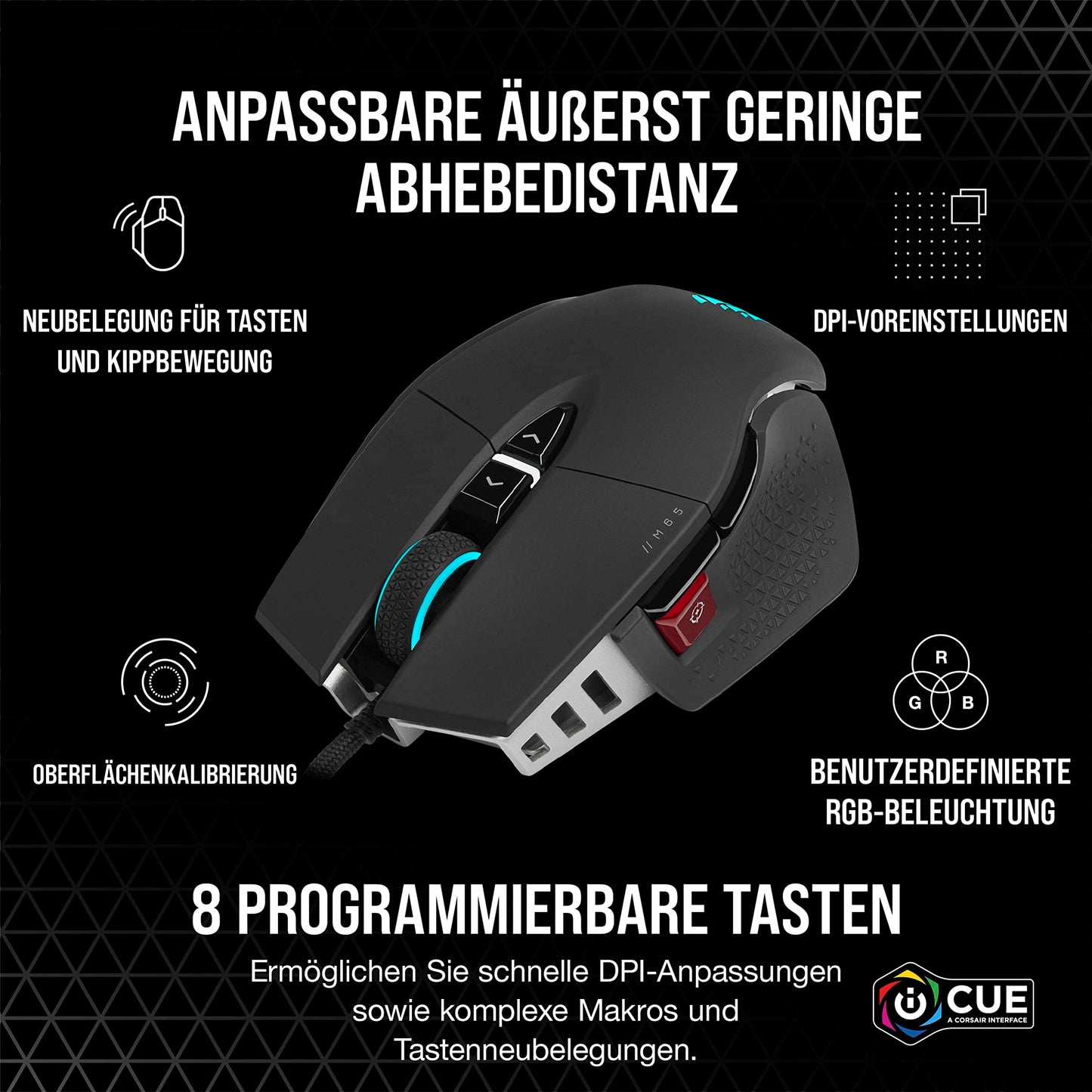 CORSAIR M65 RGB ULTRA Wired Tunable FPS Gaming Mouse - 26,000 DPI - Optical Switches - Weight System - AXON Hyper-Processing Technology - iCUE Compatible - PC, Mac, PS5, PS4, Xbox - Black