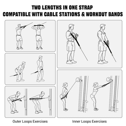 Vulken Tricep Rope Attachment. 24 Inch, 17 Inch Two lengths in one pull down rope. Triceps Extension Straps Fitness Equipment. Home Workout Handles for Resistance Bands.