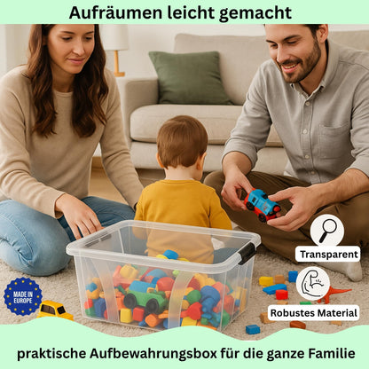 Storage boxes with lid, 7L 14L 21L 32L 55L 80L plastic boxes with click closure stackable boxes 1/3 sets food-safe transparent household & HVAC purchase block (3-set 32-liter & 1x HVAC purchase block)