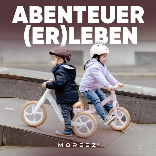MOREEZ® balance bike from 2 years [2-5 years] Ultra-light children's balance bike with fall protection, ergonomic seat, 50kg puncture-proof 12-inch wheels, footrest, height-adjustable for girls and boys in white