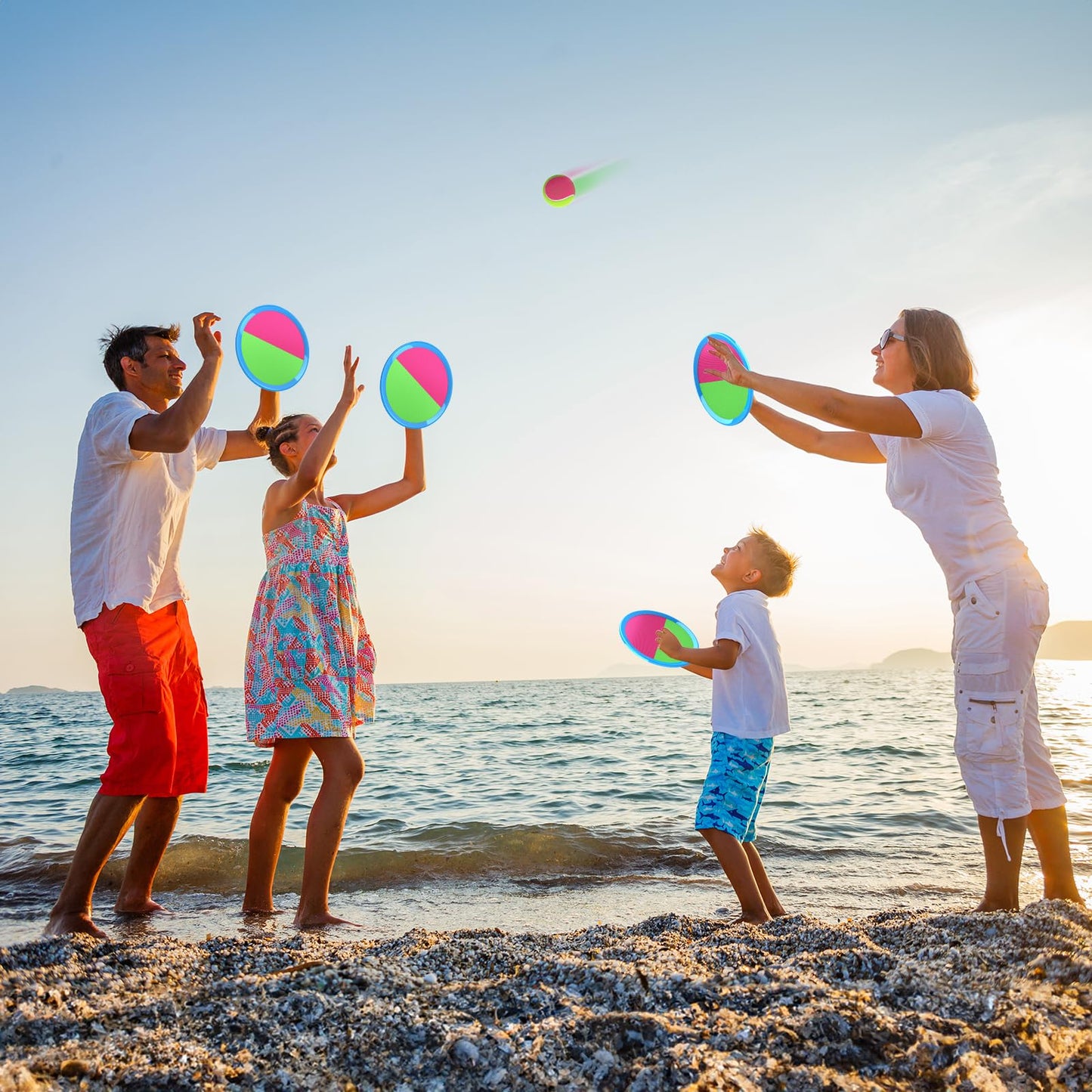 Weokeey Velcro ball game beach toy pool toy water toy kids outdoor games garden games travel games velcro ball throwing game children's toy gift 3 4 5 6 7 8 years old boy girl