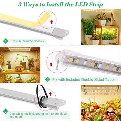 SINJIA light [8 pack] LED plant growth light strips full spectrum for indoor plants with auto ON/Off timer, 384 LEDs/10 dimmable levels, grow lamp for hydroponic succulent, plug and play.