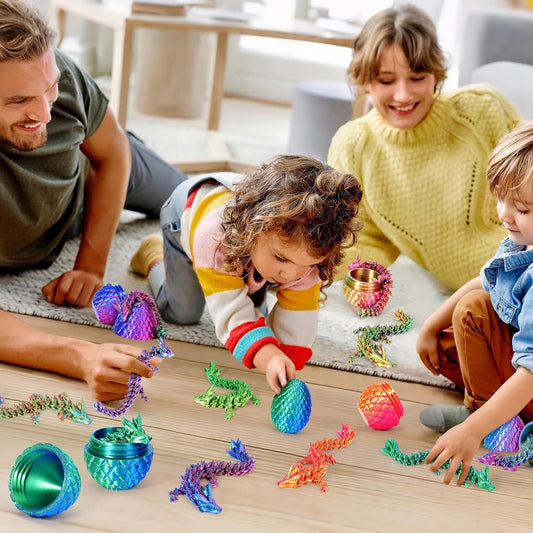 4-piece set of miniature 3D dragon eggs with dragons - 13 cm articulated dragon toys, dragon figures in dragon egg, crystal dragon toys - Suitable for boys aged 5/6/7/8/9 years and up