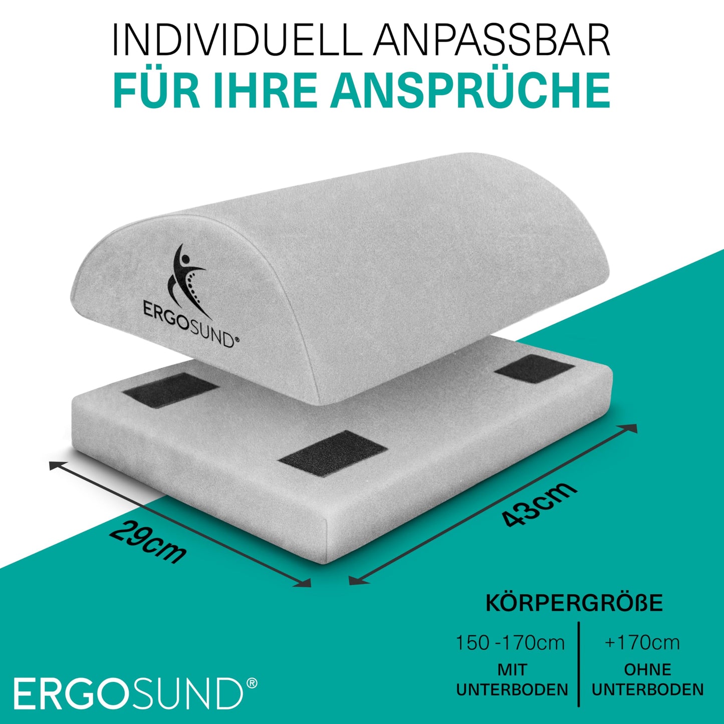ERGOSUND Footrest Desk [TEST WINNER] Premium foam core, height-adjustable footrest [non-slip] Ergonomic footrest desk, home office accessory footstool footrest footrest