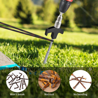 Forever Speed 30 Piece Steel Tent Stakes with Box [Bit & Nail Puller included] 25 cm Camping Pegs Steel Ground Anchor Rock Ground Stake for hard grounds, forests, meadows - Black + Silver