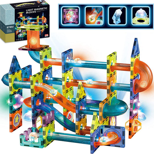morkka Magnetic Building Blocks, STEM Montessori Toy for Kids 3 4 5 6 7 8 Years 3D Learning Toy Blocks Set Construction Blocks Gift for Boys Girls Orbital Blocks Railway Construction (110PCS)