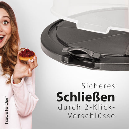 Household cake transport box round, cake transport box with lid and handle, cake dome 33 cm diameter, height 16 cm.