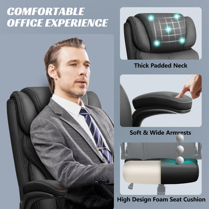 FelixKing office chair, Ergonomic Big Computer Office Chair, Executive Chair, Adjustable High Back Flip Armrests, Lumbar Support Swivel Computer Chair with Rocking (Matte Black)