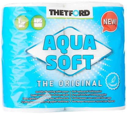 Thetford 92820 Porta Potti 365 Portable Toilet Qube, white, 414 x 383 x 427 mm & Aqua Soft Toilet Paper for mobile toilets 4 rolls/pack. Camping toilets Outdoor Toilet Paper