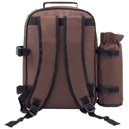 anndora picnic backpack with cooler compartment brown retro + accessories 15 pieces - 2 persons