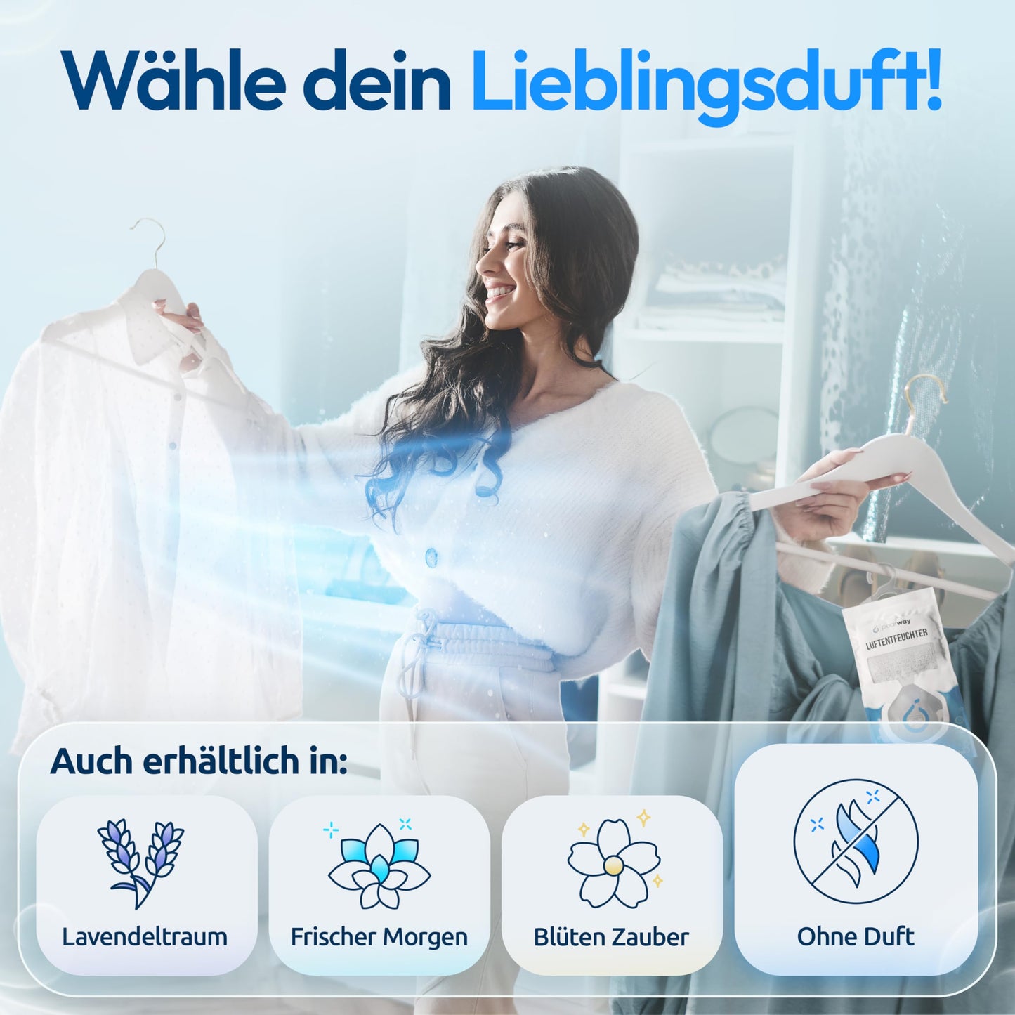 PEARWAY Dehumidifier Bag XL 10x250g - Moisture Absorber - Dehumidifier Window & Cabinet - Hanging Closet Dehumidifier - Room Dehumidifier