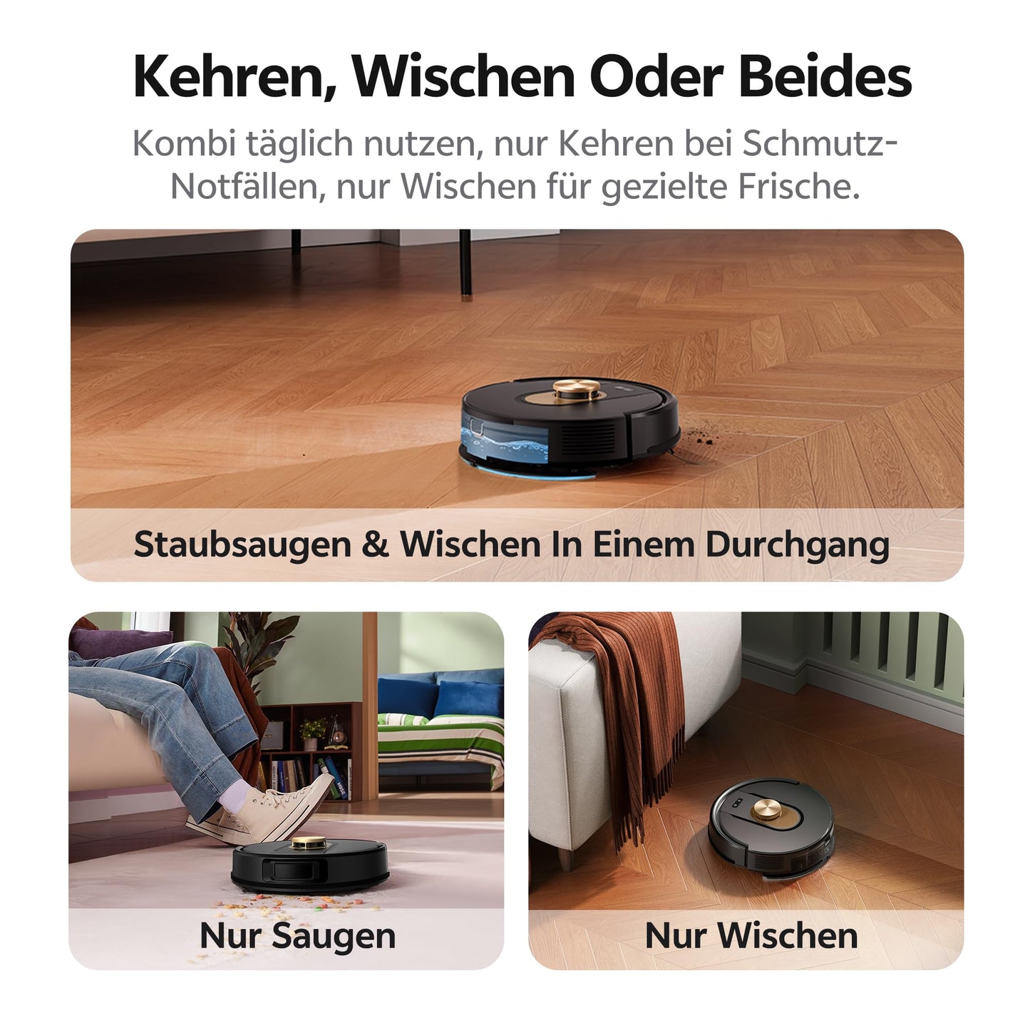 Vexilar W9 Vacuum Robot with mopping function, 5000Pa suction robot with LiDAR navigation, 3-in-1 vacuum and mop robot, 150 min max, 15 no-go zones, app control, ideal for pet hair and carpet.