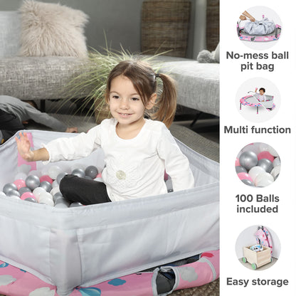 smarTrike indoor toddler trampoline with handlebar, foldable kids trampoline, 1-5 years (ball pit and trampoline, Pink)