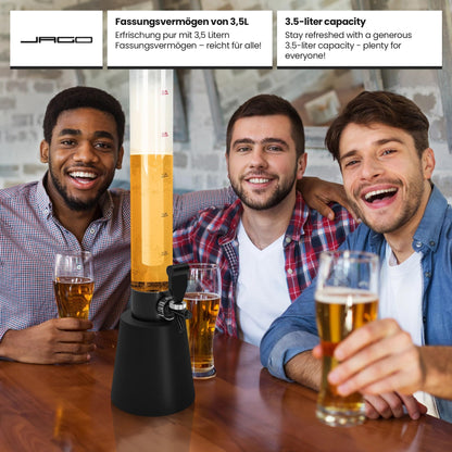 Jago® Beer tower with tap - 3.5L, 90cm tall, level indicator, stand, BPA-free, LFGB standard, various set options - beer tower, beverage tower, drink tower, beer dispenser, beverage dispenser, tap tower