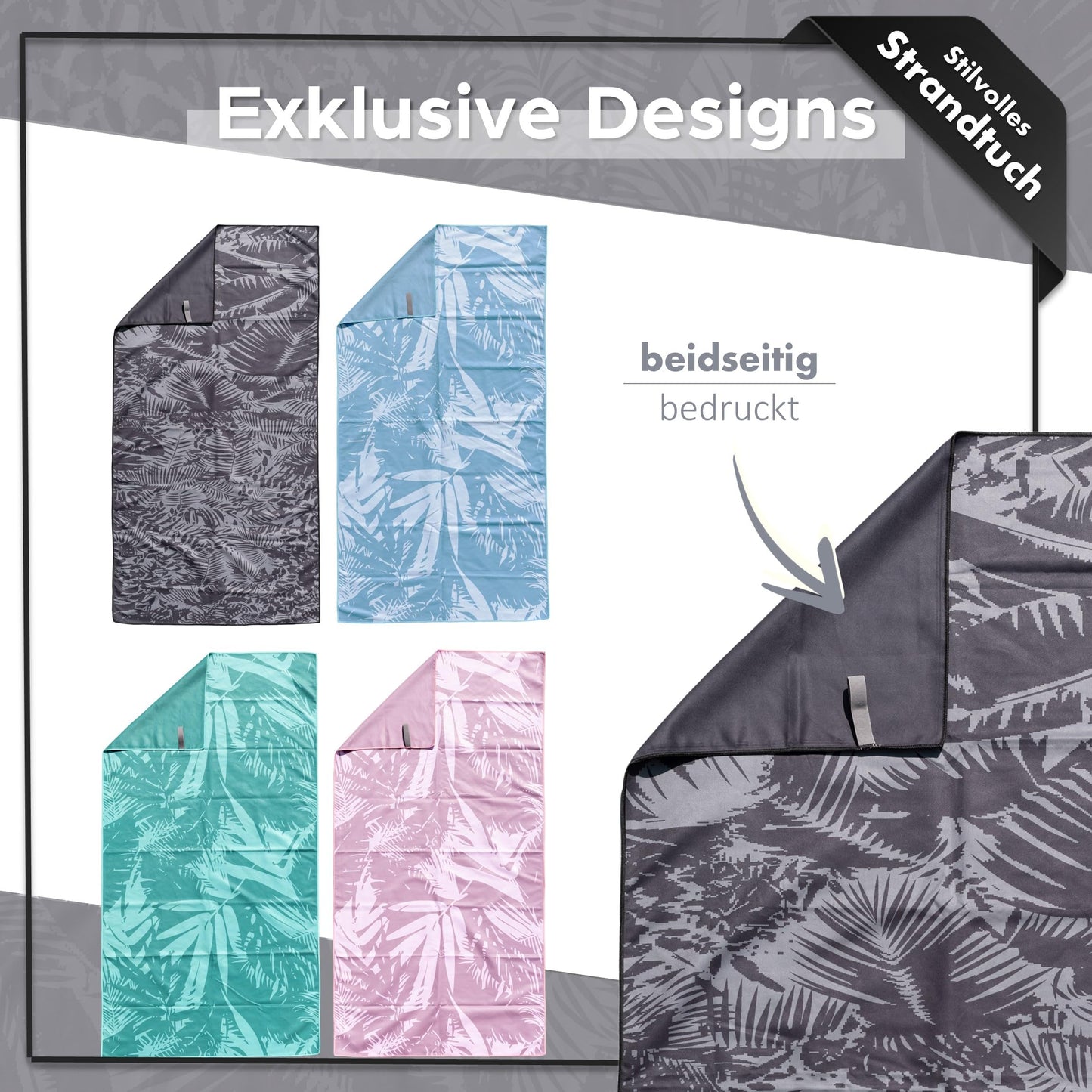Antonio - Microfiber Beach Towel & Bath Towel XXL 160 x 80 cm Black - Women & Men Beach Towel & Bath Towel quick-drying lightweight large - Microfiber Towel Towels Yoga, Sports, On the Go.