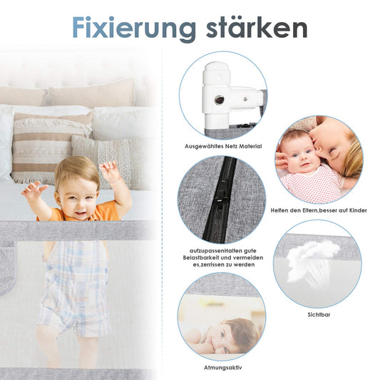 A 180 * 80 cm bed rail guard bed safety rail crib rail for children baby bed rail adjustable height foldable suitable for children's beds, parent beds anti-fall for baby children - Gray