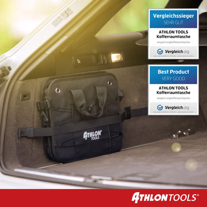 ATHLON TOOLS Premium trunk bag with lid - 60 liter XXL trunk organizer - extra sturdy & waterproof bottoms - food-safe - with anti-slip velcro