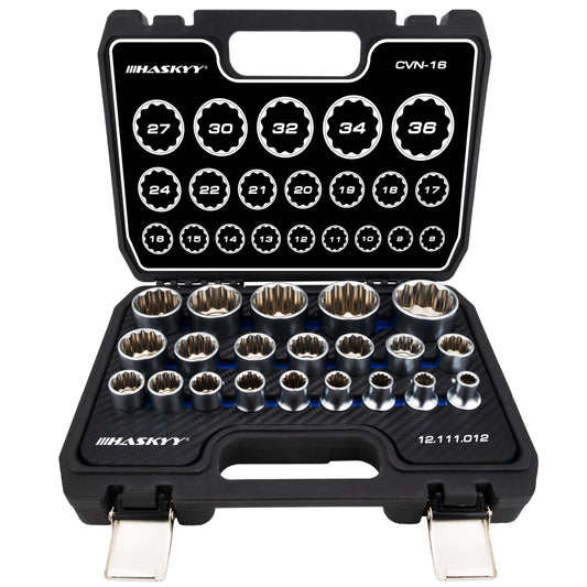 HASKYY Triple Square Nut Socket Set 1/2 Inch Nuts 12-Point Socket Wrench 8-36mm Set