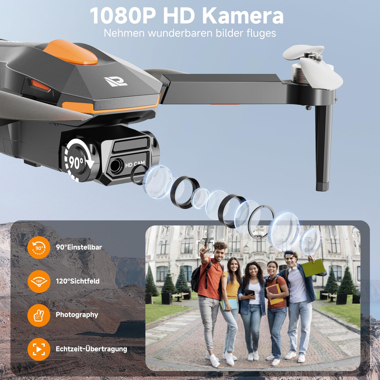 PLEGBLE drone with camera for kids adults, brushless motor mini drone FPV RC quadcopter with WiFi 1080P, altitude hold, 3D flip, headless mode, toy and gifts for boys beginners