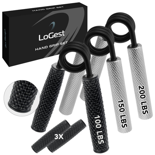 Longest Metal Handle Set, 45.4kg, 90.7kg, 3-pack, non-slip, sturdy grip strengthener with gift box, great wrist and forearm trainer, hand gripper, strength trainer.