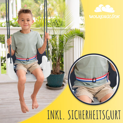 CLOUD HAPPY® Baby Swing 3 in 1 [6 months to 6+ years] - Adjustable kids swing for outdoor & indoor - High-quality swing with backrest & safety belt included (Gray)