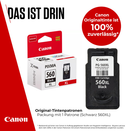 Canon ink - PG-560XL Original printer ink cartridge in black with high yield - prints up to 400 A4 pages (1 x ink cartridge)