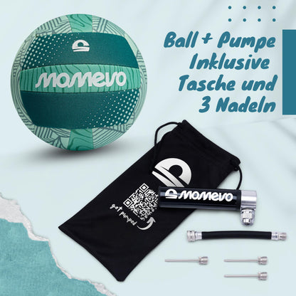 Momevo Beachbuddy Neoprene Water Ball - Soft Kids' Ball Size 2 (Ø15cm) - Small Children's Soccer Ball for Ages 1 and Up for Outdoor Use (Jungle, Set with Ball Pump)