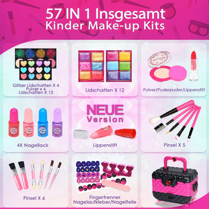 Children's makeup set girls makeup case kids - Safe and washable kids makeup, real makeup set, princess gifts for girls 4 5 6-12 years (Rose)