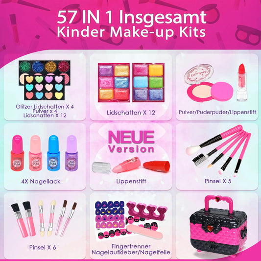 Children's makeup set girls makeup case kids - Safe and washable kids makeup, real makeup set, princess gifts for girls 4 5 6-12 years (Rose)