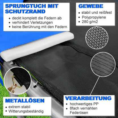 Baunsal® Trampoline jumping mat with safety edge Ø 427 cm with 88 eyelets for spring length 145 mm replacement parts jump mat, replacement mat, safety net, mat for garden trampoline