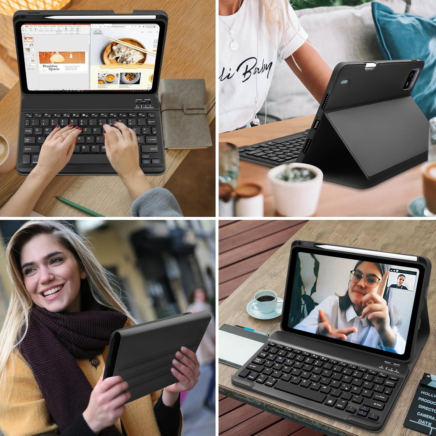 Hofsos case for Xiaomi Pad 6/6 Pro 11 inch 2023, (QWERTZ German) Xiaomi Pad 6 case with keyboard, protective cover with Pencil holder Wireless keyboard for Pad 6/6 Pro, Black