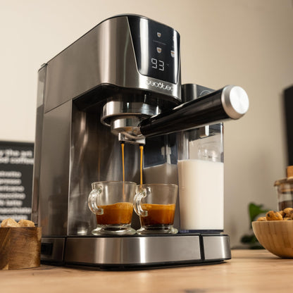 Cecotec Semi-Automatic Coffee Machine Power Espresso 20 Cream: 20 Bar, thermoblock heating system, for ground coffee, espresso, cappuccino, latte, touchscreen, 700ml milk container, 1L water tank.