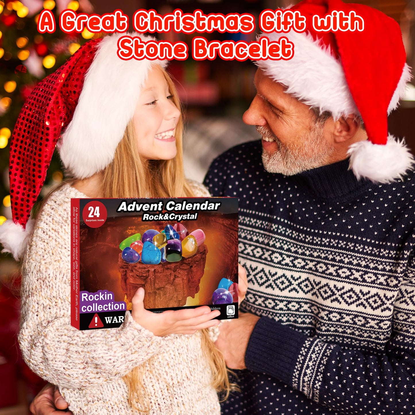Advent calendar 2025 for kids: Crystals-24 day Christmas calendar with rocks and gemstones, gift idea for boys and girls geology enthusiasts.