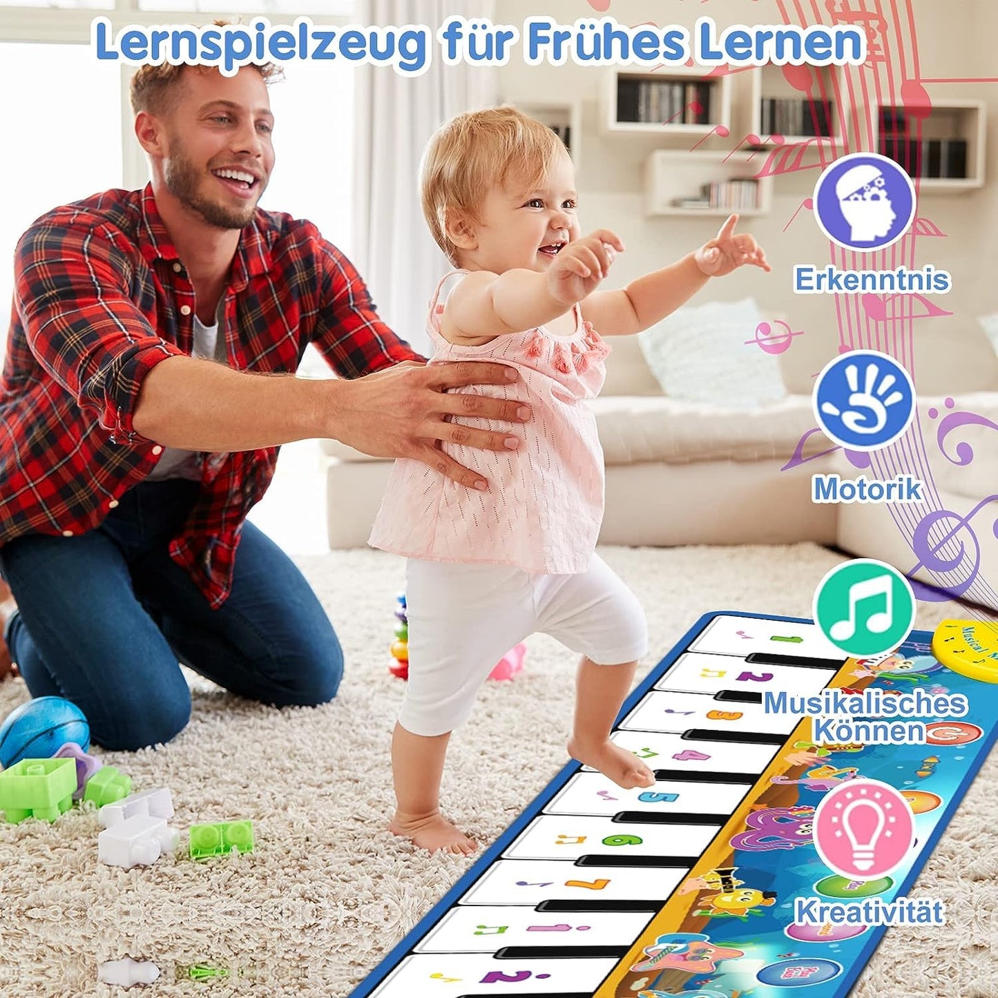 Weokeey Baby Toy for 1 Year Old Piano Mat Educational Toy Dance Mat Gift Music Mat Montessori Children's Toy for 1 2 3 4 Year Old Boys Girls