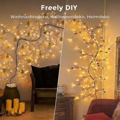 Ciskotu Willow Vine LED Fairy Lights with Plug, 144 LEDs Willow Vine Tree String Lights for room, LED Tree Wall Decor Living Room, Artificial Light Branches Bedroom Decor