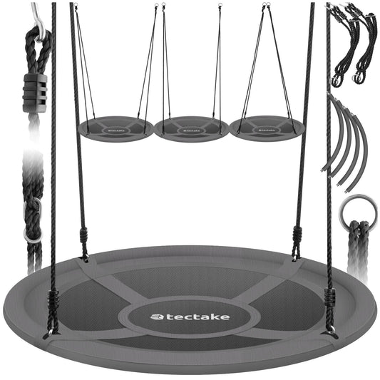 tectake® Nest Swing, capacity up to 120 kg, swing for children and adults, outdoor garden swing or indoor hanging chair, toy for garden or children's room (SIZE Ø 100 cm)