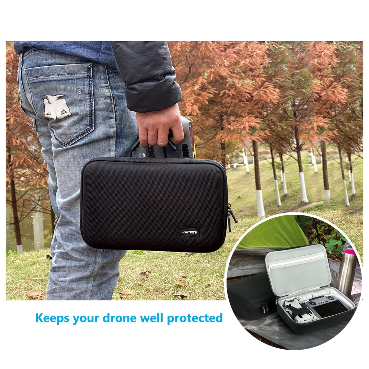 JSVER DJI Mini 4 Pro/Mini 3 Bag, Carrying Case Compatible with Drone Combo and Accessories - Black