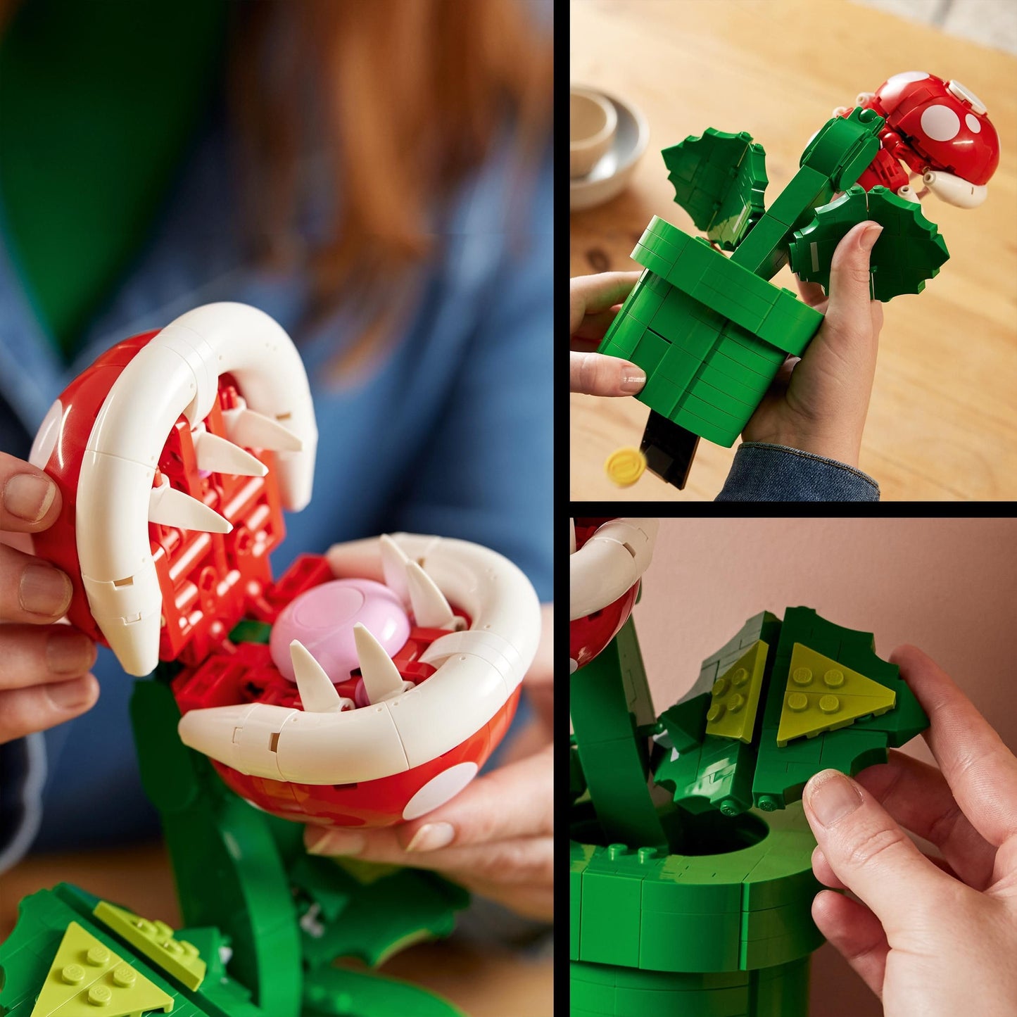 Lego 71426 Super Mario Piranha Plant Set, movable figure with pipe and 2 coin elements, model kit for adults to build, bedroom decor, gift for men, women, and teens.