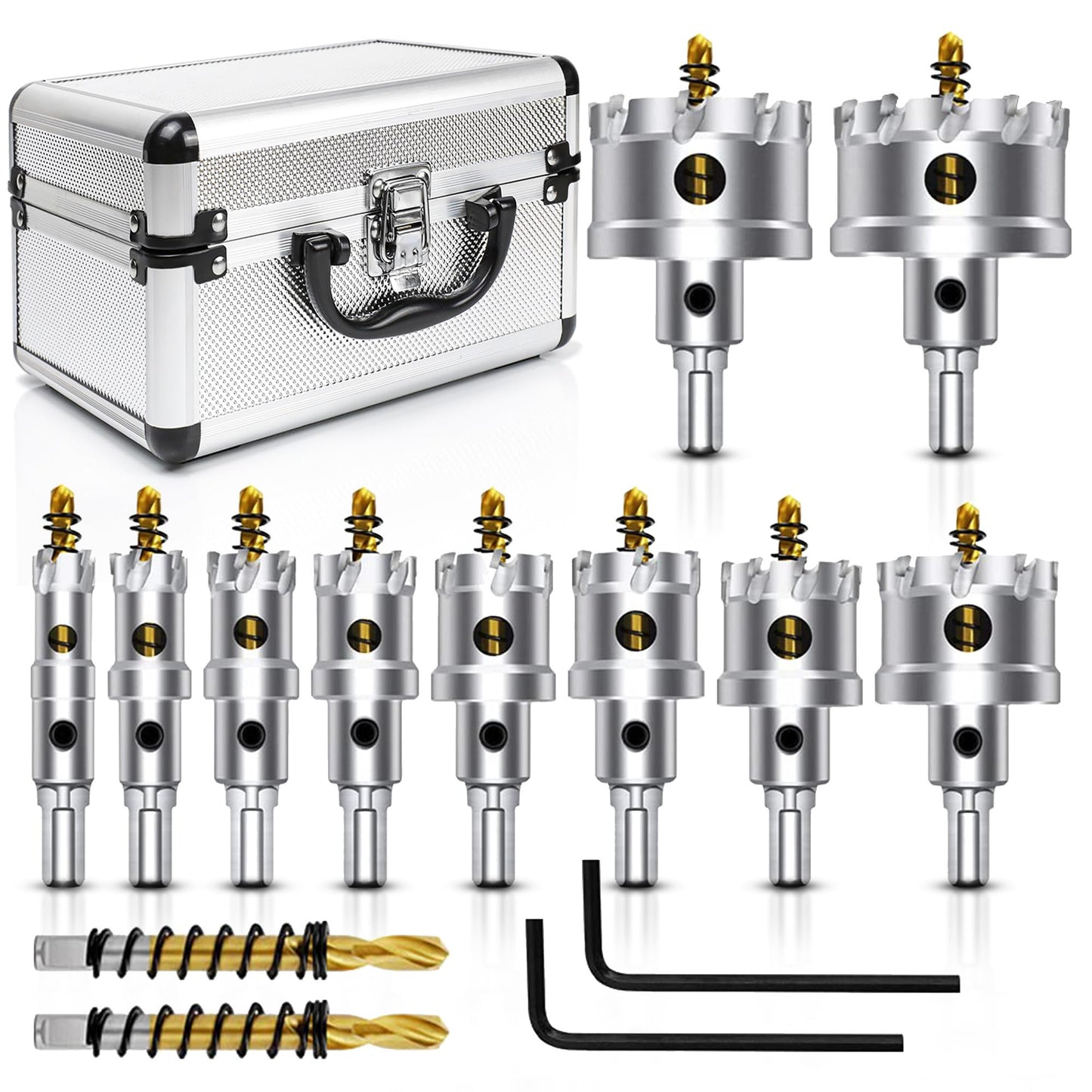 ASNOMY 12pcs 16-54mm Carbide Hole Saw Drill Bit, high-quality TCT hole saw set, titanium-coated carbide center drill, for stainless steel, iron, wood, plastic