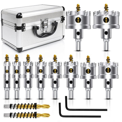 ASNOMY 12pcs 16-54mm Carbide Hole Saw Drill Bit, high-quality TCT hole saw set, titanium-coated carbide center drill, for stainless steel, iron, wood, plastic