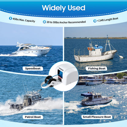 LENJKYYO 45LBS 12V Electric Anchor Winch with Wireless Remote Control Marine Anchor Winch Saltwater Boat Electric Anchor Windlass Anchor Winch for Anchors up to 45LBS
