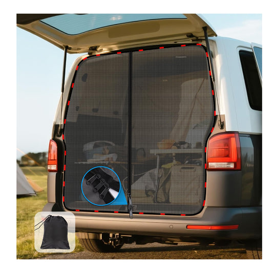 ZATOOTO mosquito net zipper for VW T5 T6 tailgates, fly screen insect protection sunshade, rear door separator curtain mosquito net with magnetism, trunk shade net camping travel (rear)