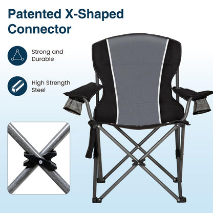 HIGH POINT SPORTS Folding Camping Chair up to 160kg Camping Seat Foldable Chair with Cup Holders Foldable Camping Chair Fishing Chair Foldable.