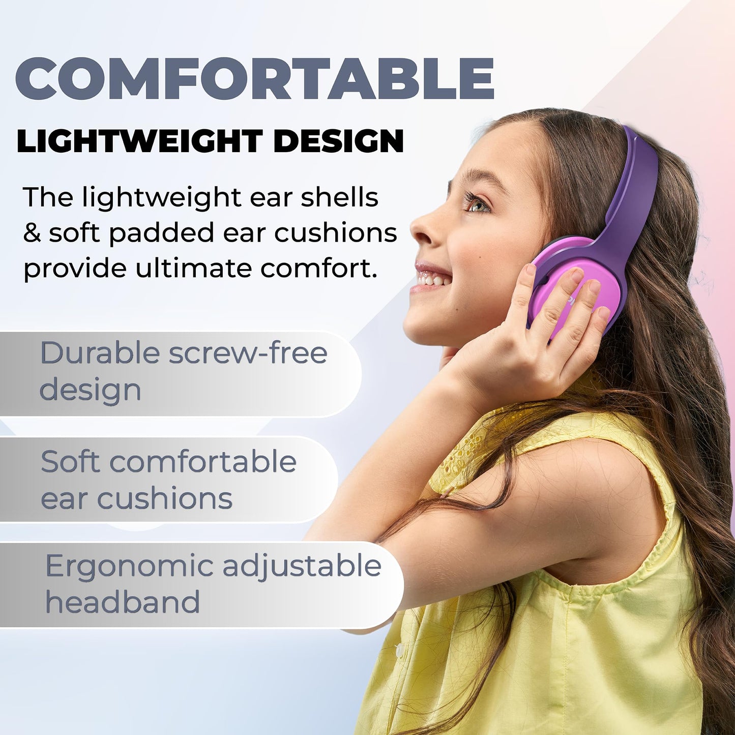 Philips SHK2000PK/00 Over Ear Kids Headphones, Colorful LED lights, 85dB volume limit, Noise-isolating, with soft ear cushions, Ergonomic headband (Pink)
